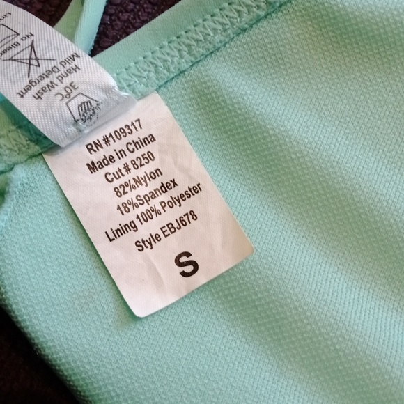 Fringed damsel triangle green bikini top Sz S - Picture 7 of 8